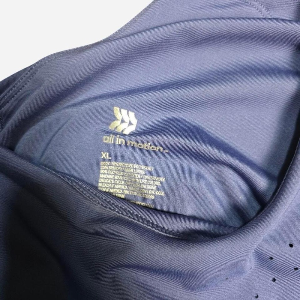 All In Motion Blue High Neck Racerback Perforated Active Crop Top XL - Picture 3 of 4